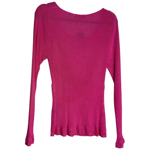 BCBGMAXAZRIA NWT Silk Blend Peplum Sweater Top Pink Long Sleeve Women’s XL $160 - Picture 2 of 13